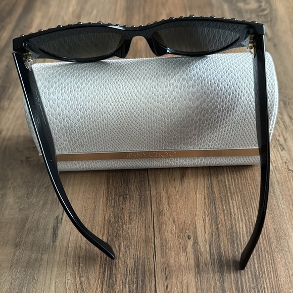 Jimmy Choo Black Cat-Eye Sunglasses with Silver Accents